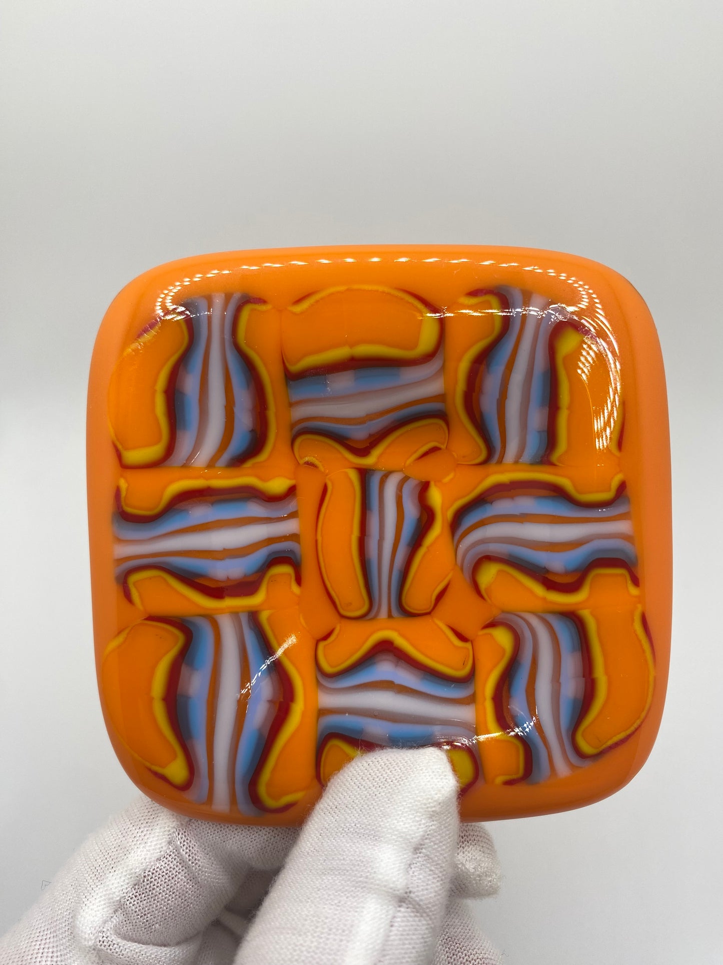 Orange & Blue, Large Pattern Murrine Plate (small)