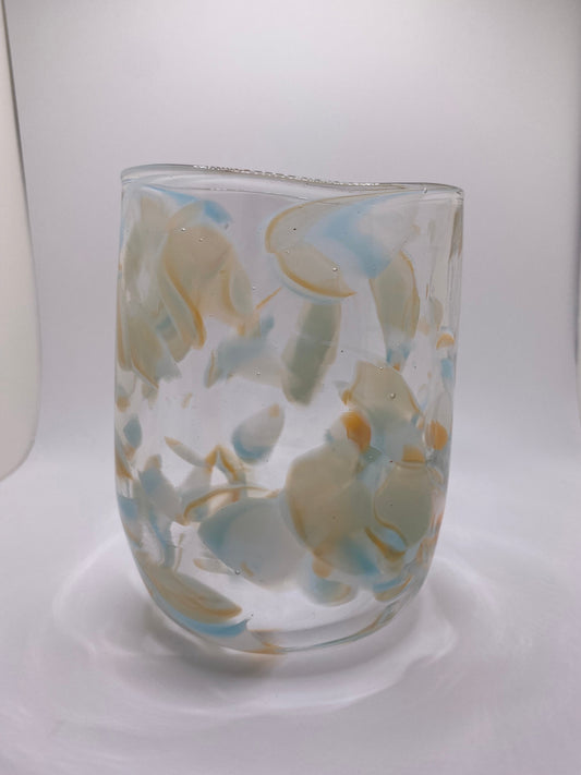 Orange and cream vase