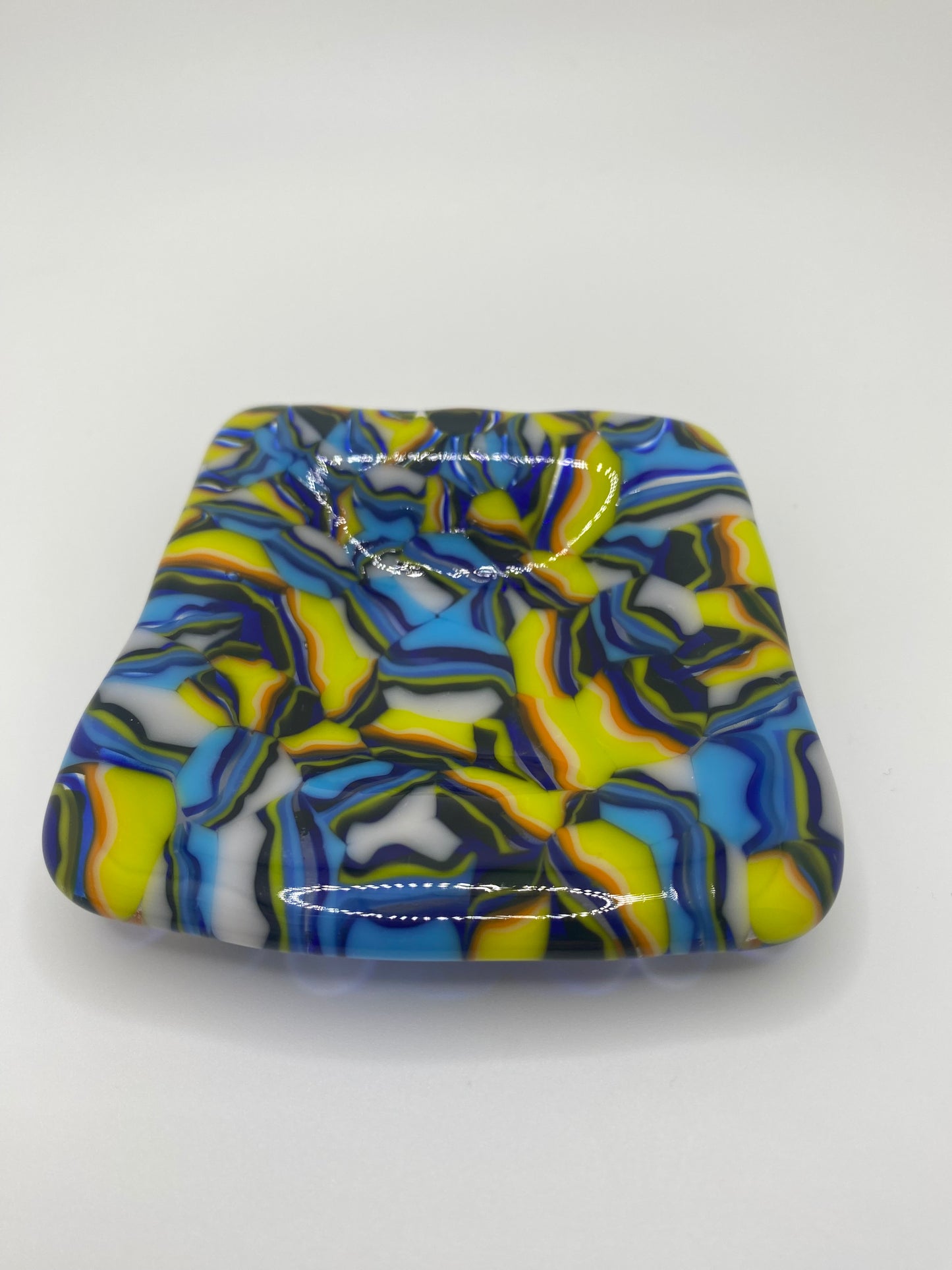 Blue and Yellow Abstract Murrine Plate (small)