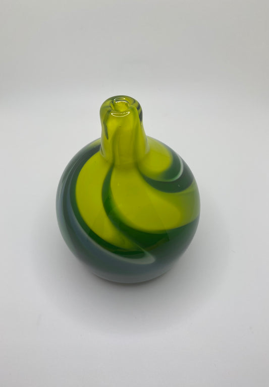Green Swirl Round Bud Vase