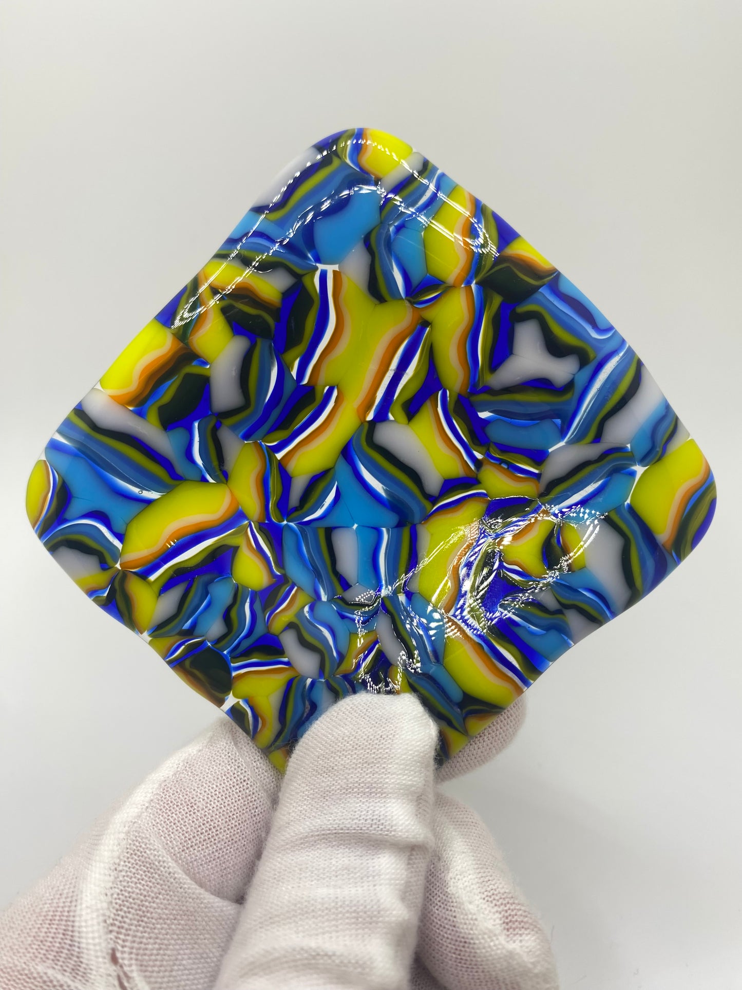 Blue and Yellow Abstract Murrine Plate (small)