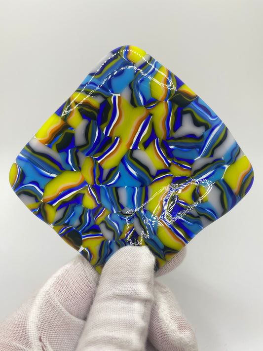 Blue and Yellow Abstract Murrine Plate (small)
