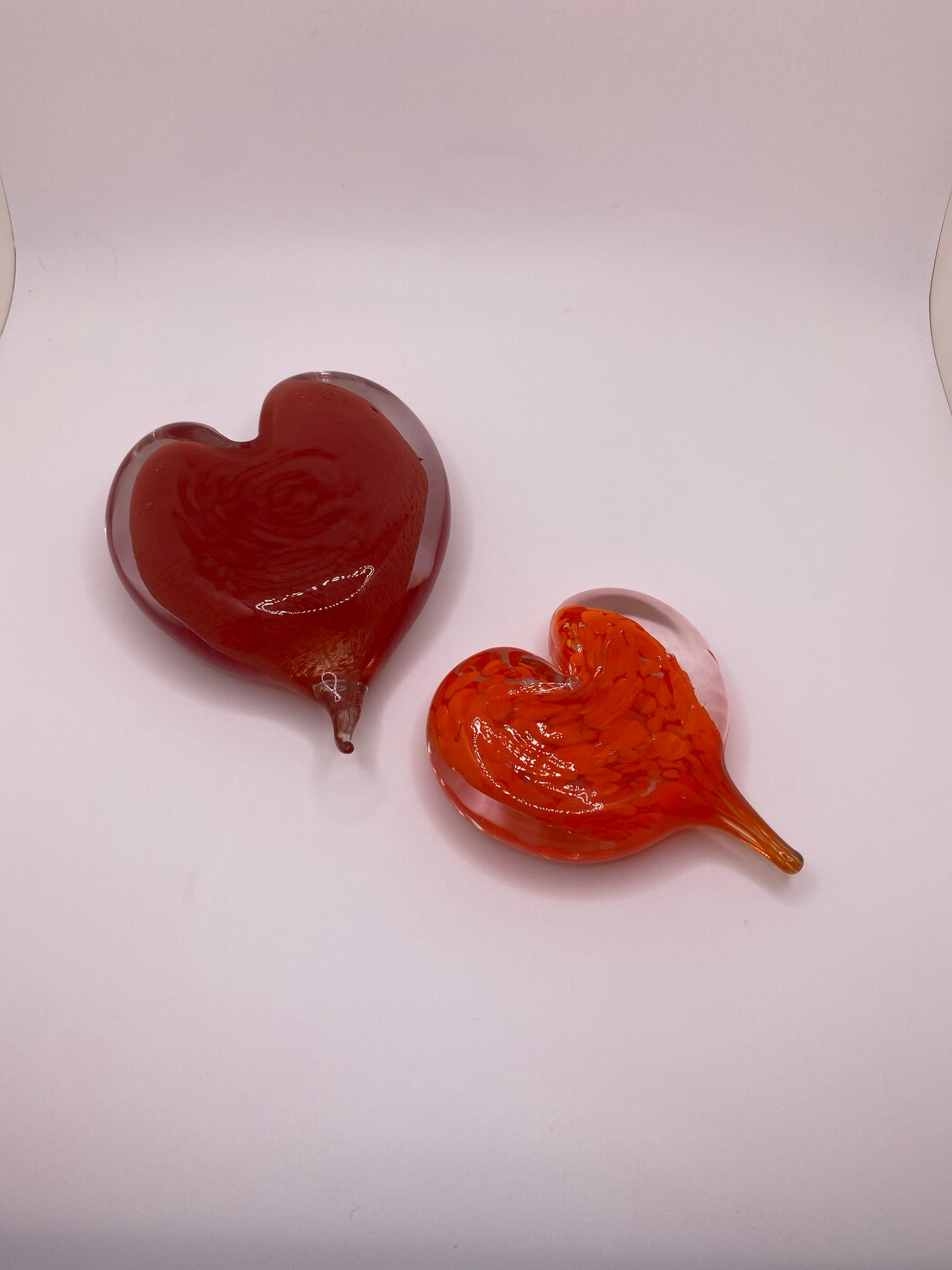 Glass Heart Paperweights