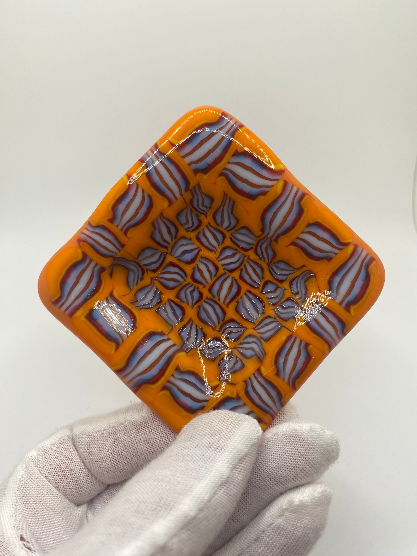 Orange and Blue Small Pattern Murrine Plate (small)