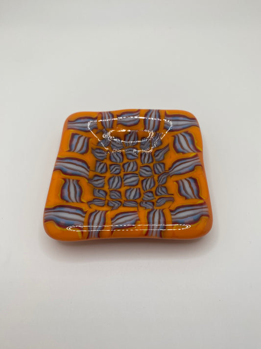 Orange and Blue Small Pattern Murrine Plate (small)