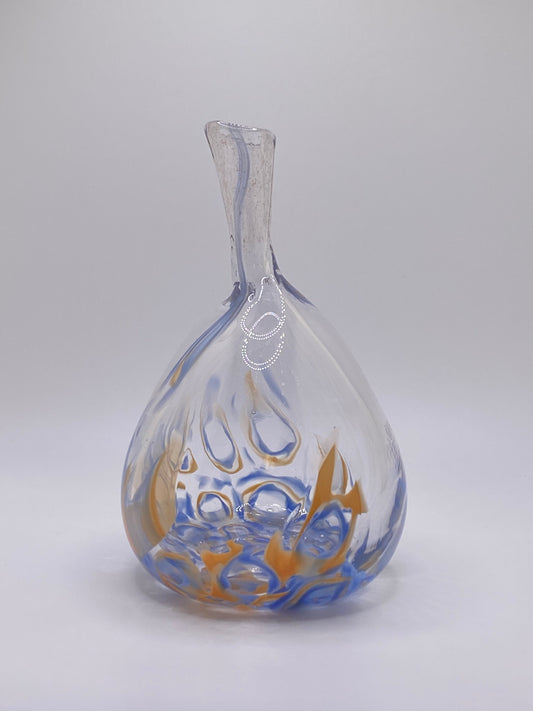 Blue and Orange Murrine Neck Vase