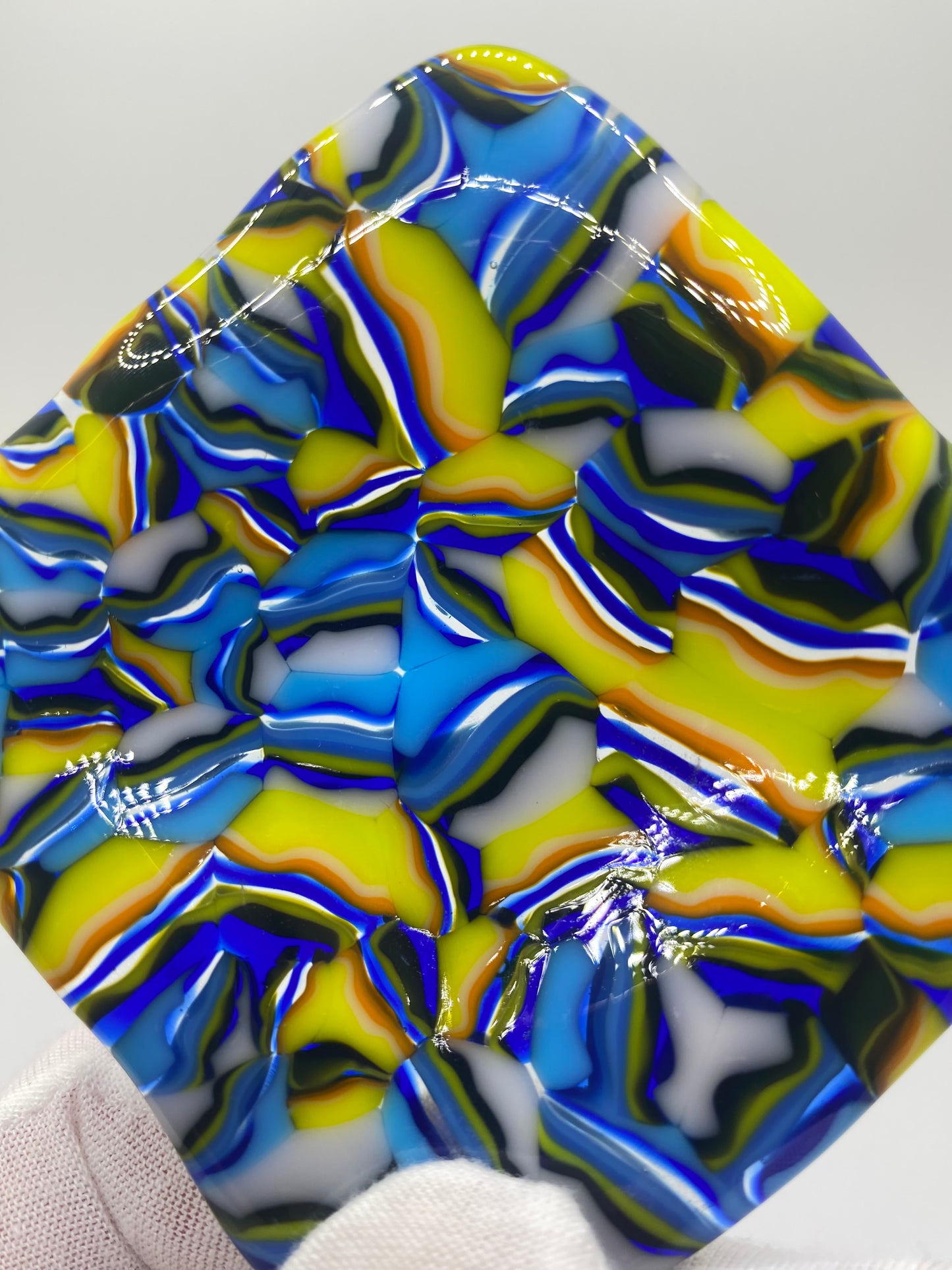 Blue and Yellow Abstract Murrine Plate (small)