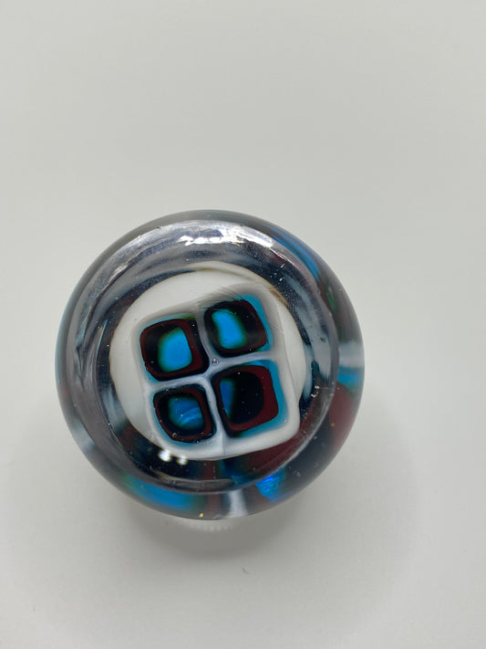 Red & Blue Square 4 Murrine Marble