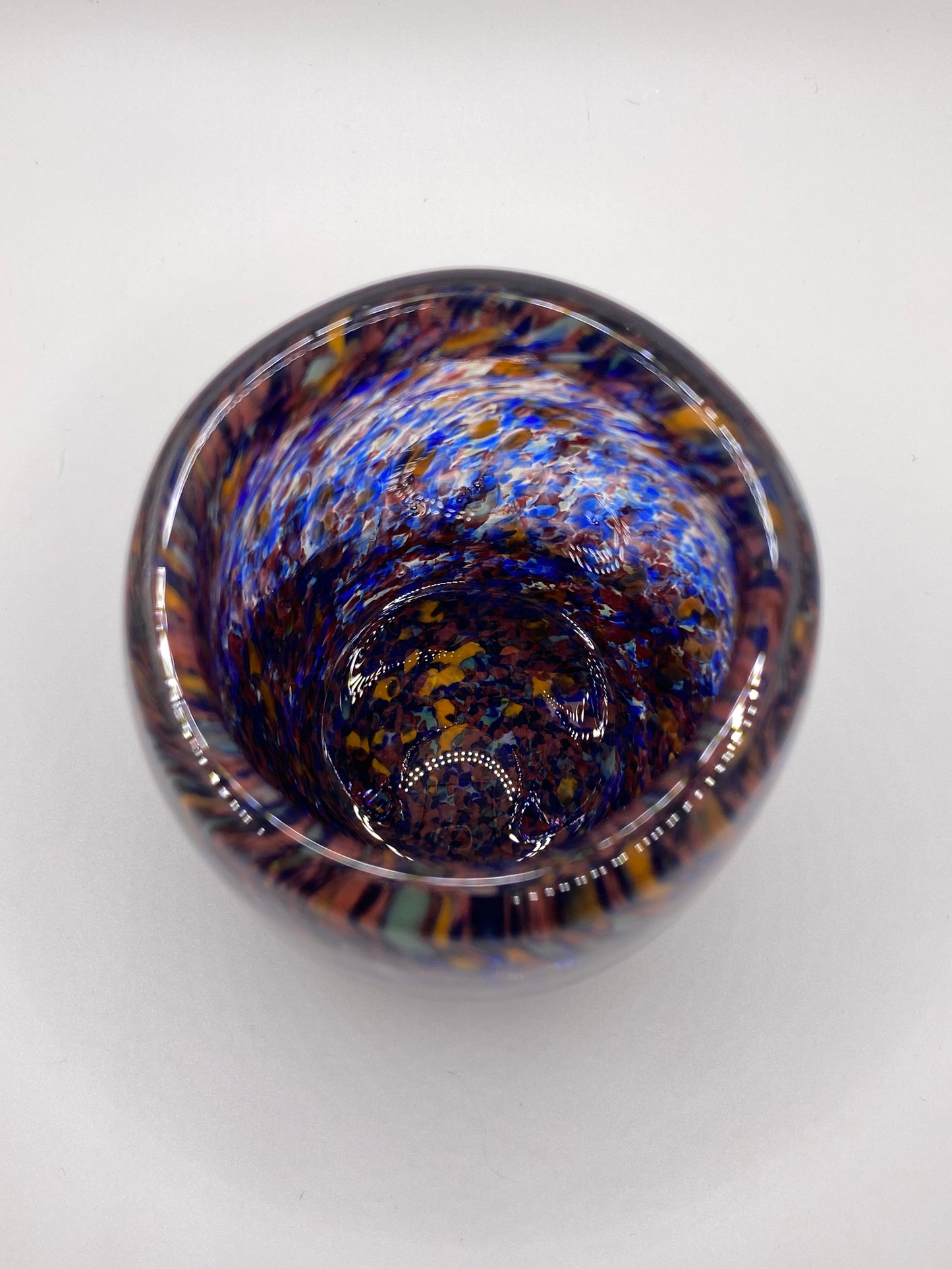 Blue & Orange Frit Mix Drinking Glass