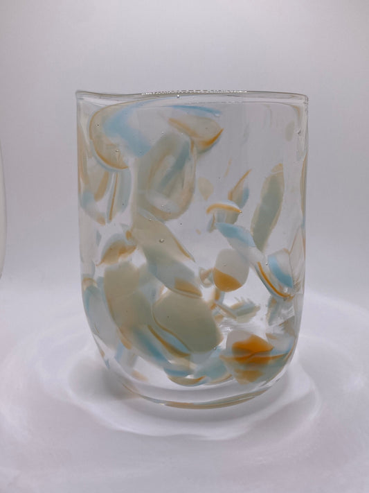 Orange and cream vase