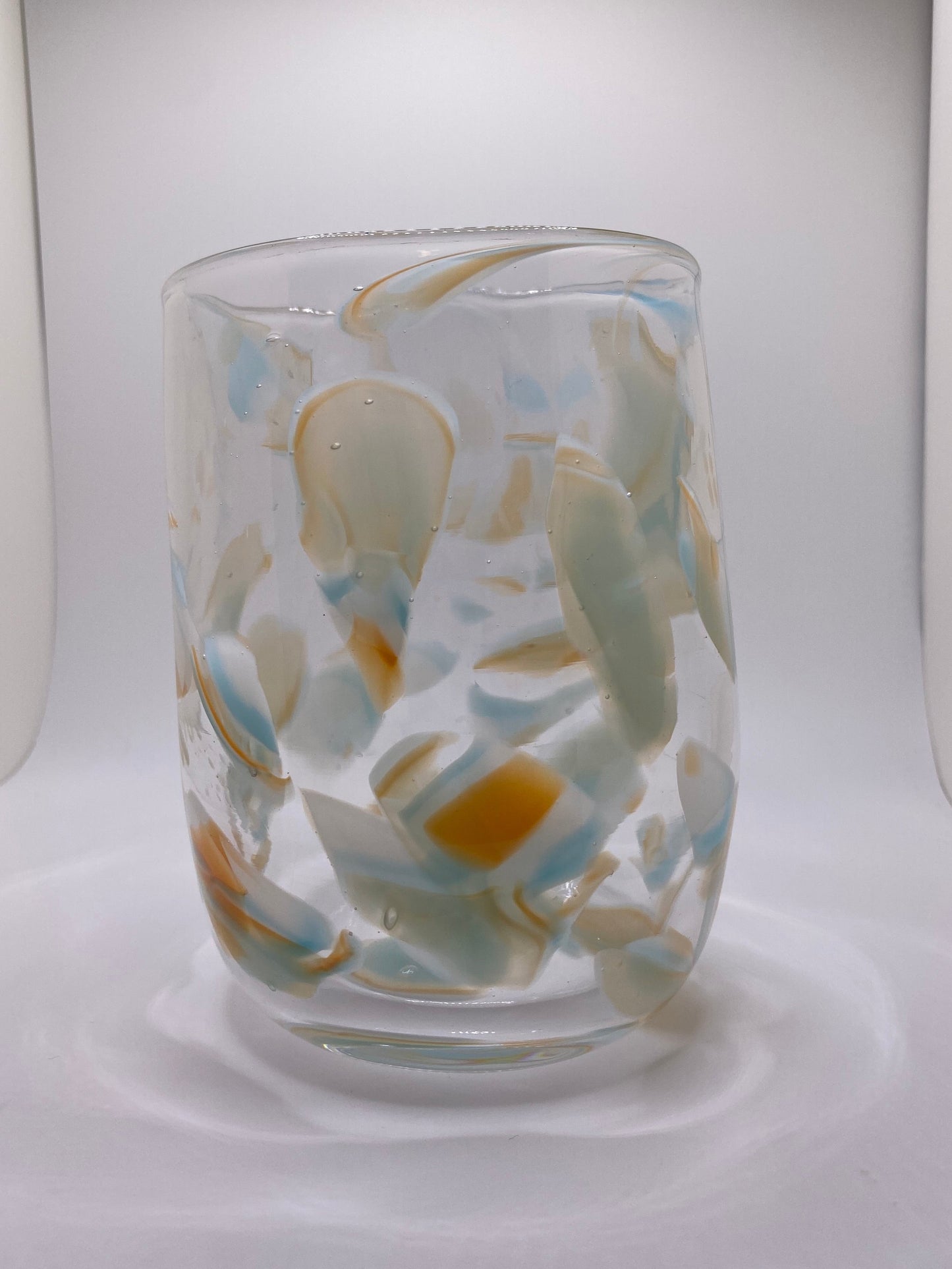 Orange and cream vase