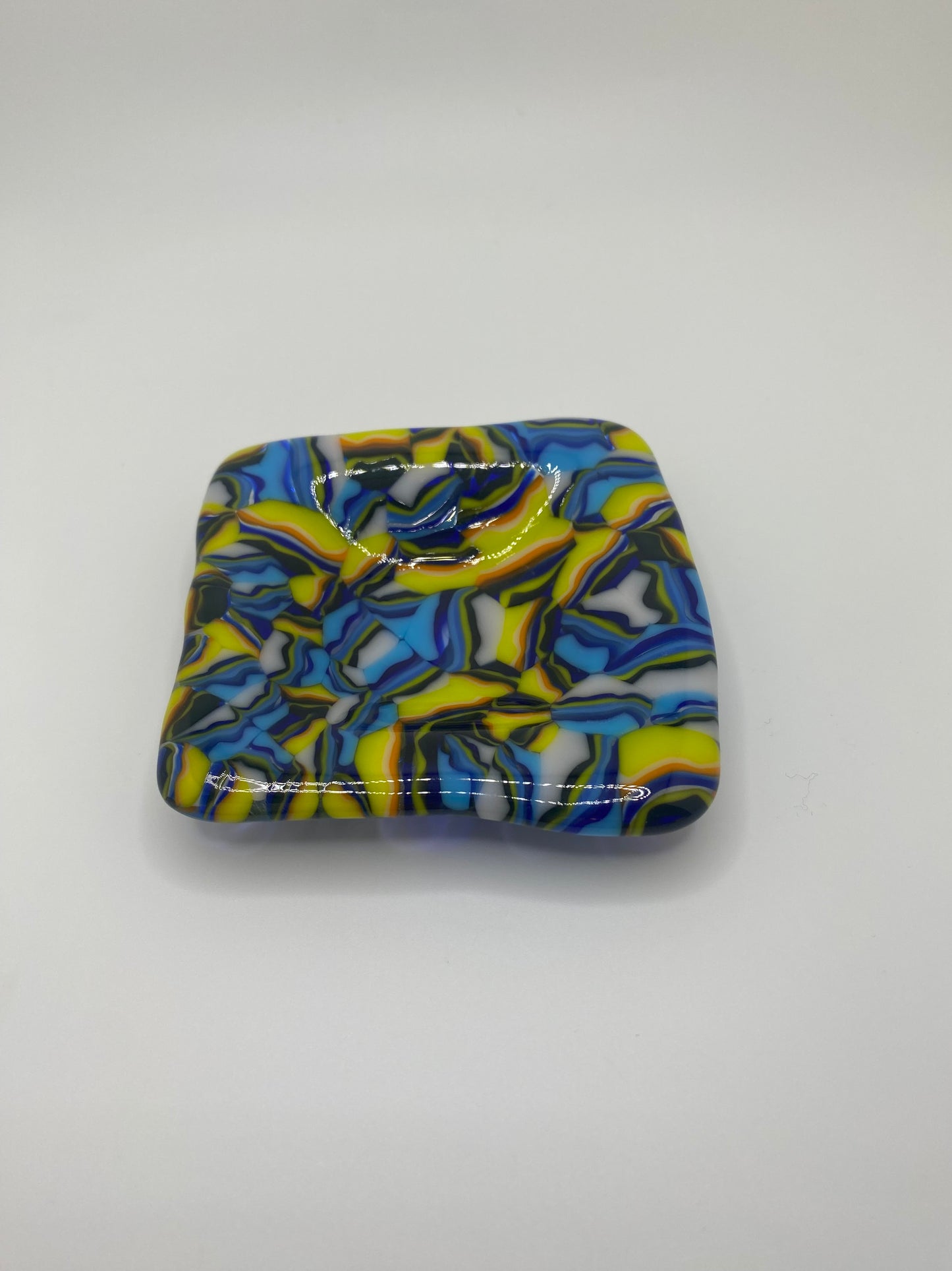 Blue and Yellow Abstract Murrine Plate (small)