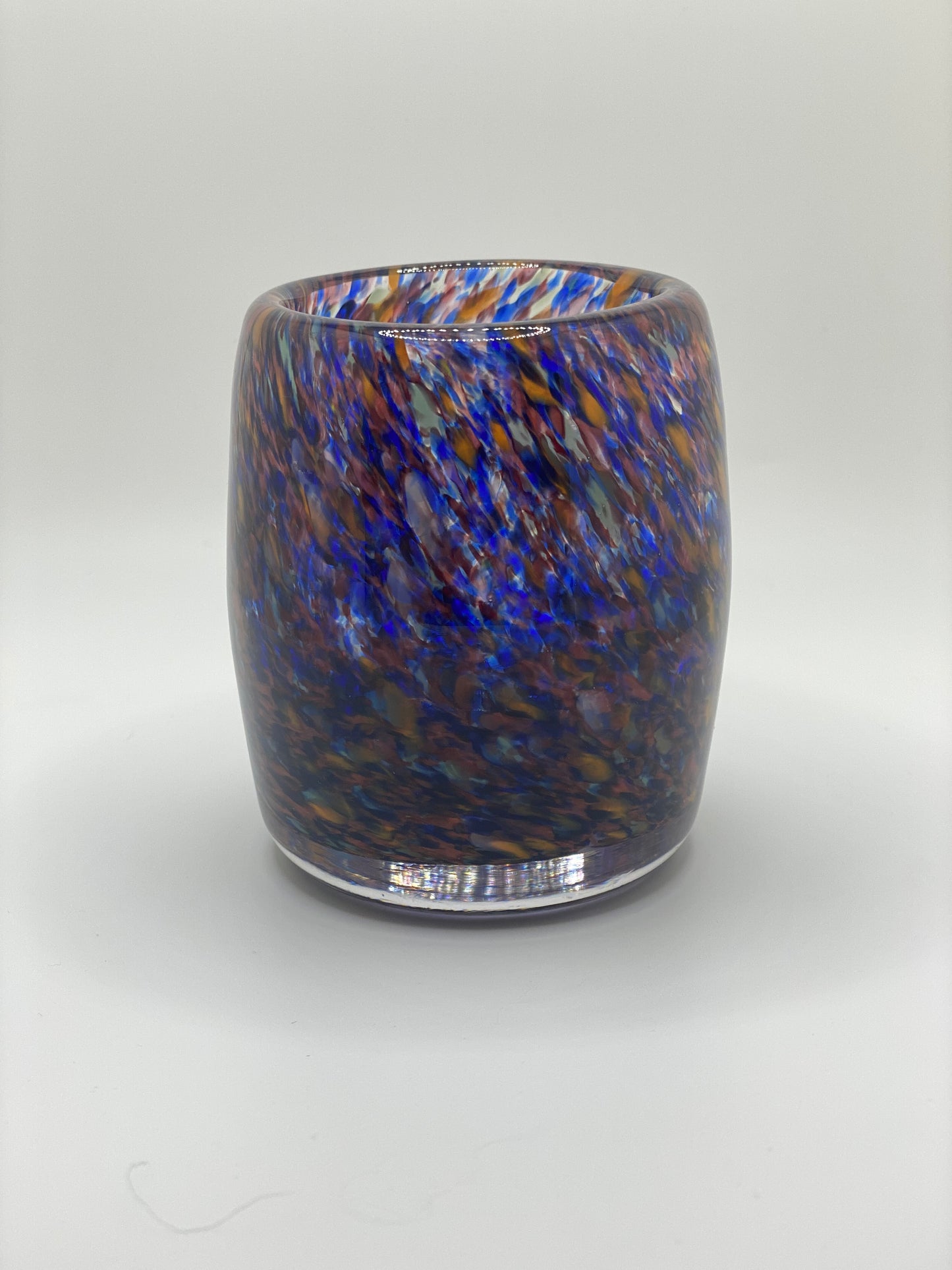 Blue & Orange Frit Mix Drinking Glass