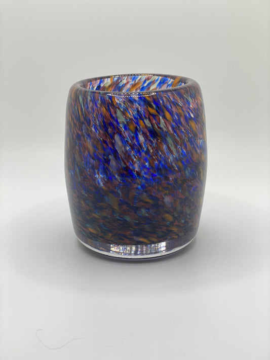 Blue & Orange Frit Mix Drinking Glass