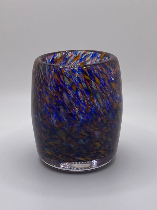 Blue & Orange Frit Mix Drinking Glass