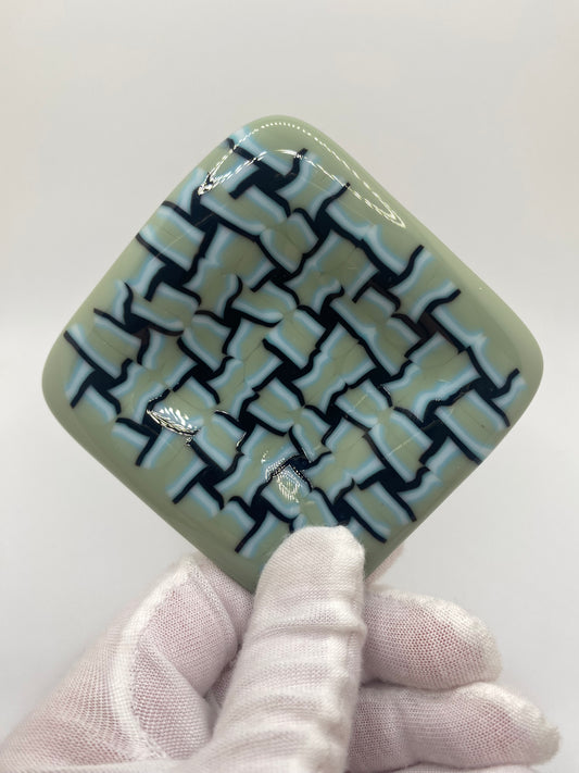 Blue/Green Basket Weave Small Grid Pattern Murrine Plate (small)