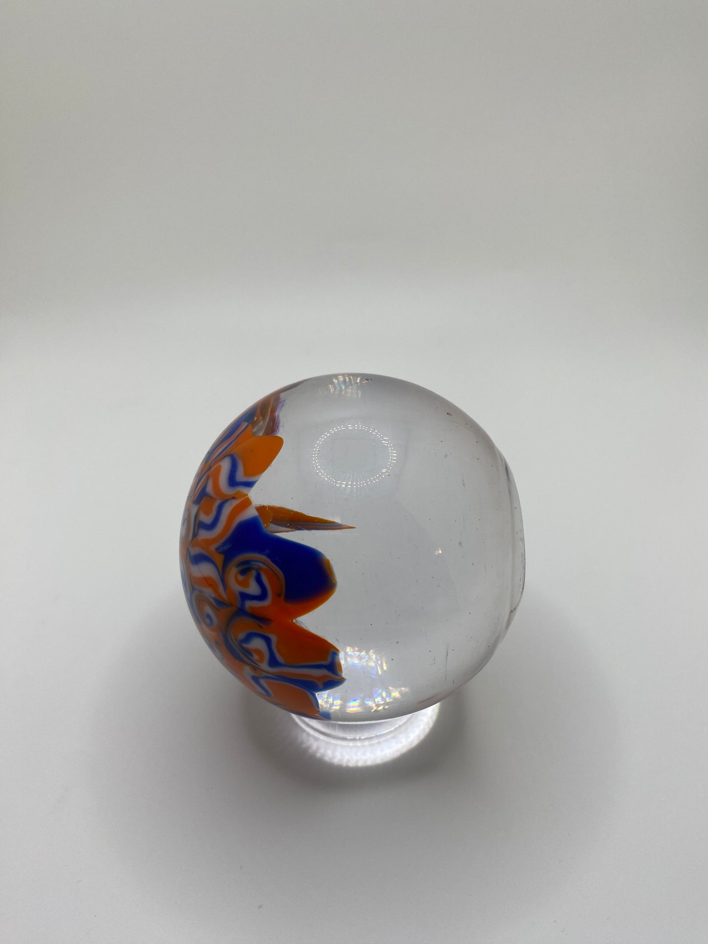 Single Lens Blue & Orange Murrine Marble