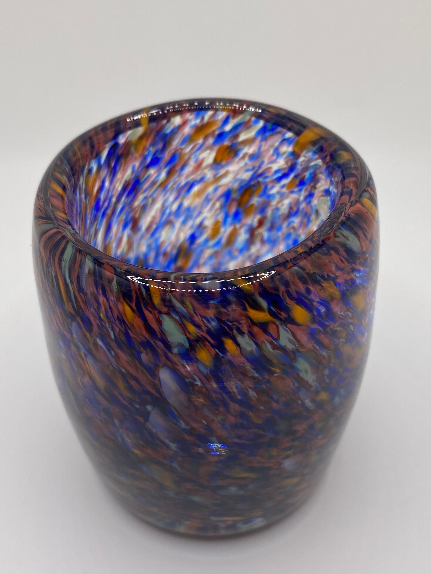 Blue & Orange Frit Mix Drinking Glass