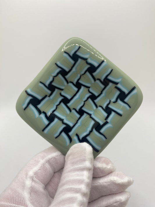 Blue/Green Basket Weave Pattern Murrine Plate (small)