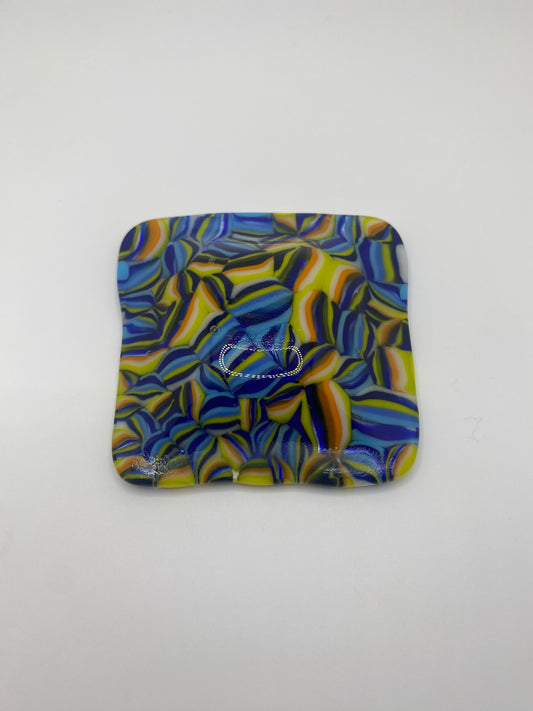 Blue and Yellow Abstract Murrine Plate (small)