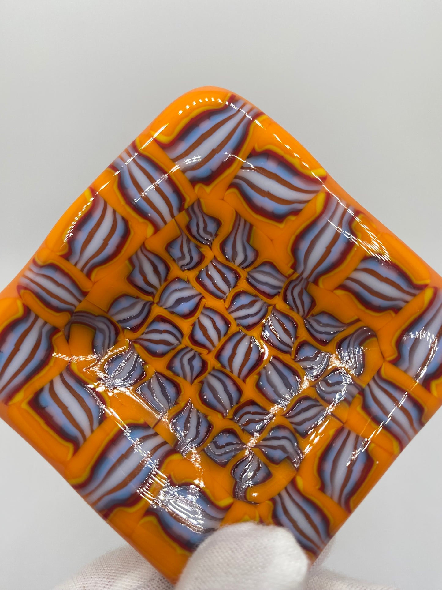 Orange and Blue Small Pattern Murrine Plate (small)