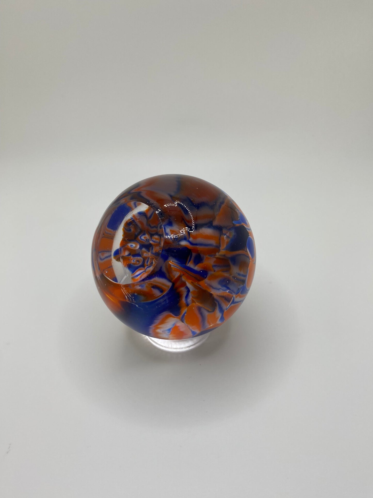 Single Lens Blue & Orange Murrine Marble