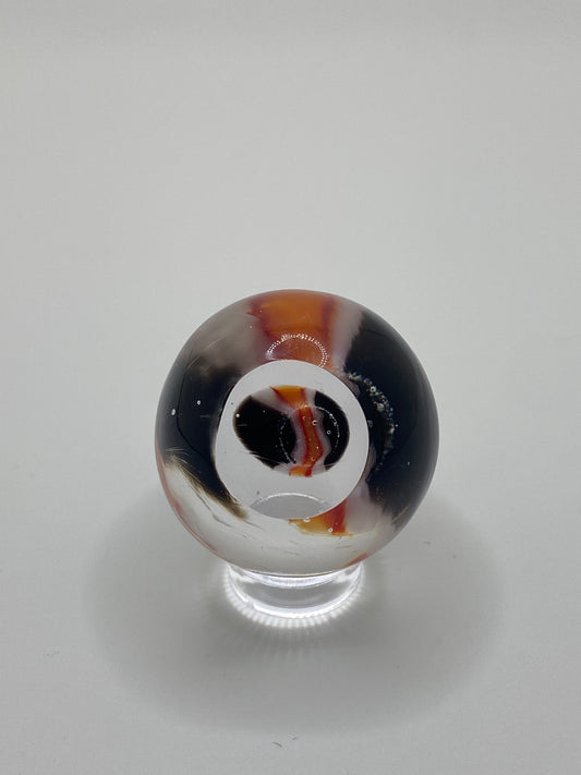 Black, Red & Orange Single Murrine Marble