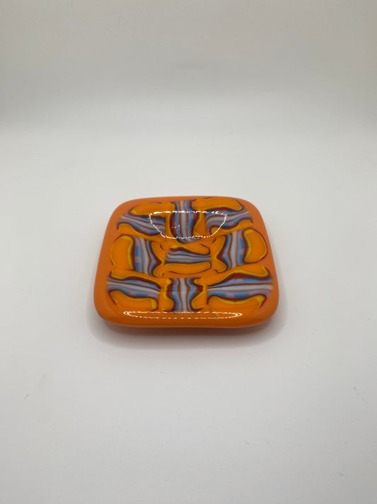 Orange & Blue, Large Pattern Murrine Plate (small)