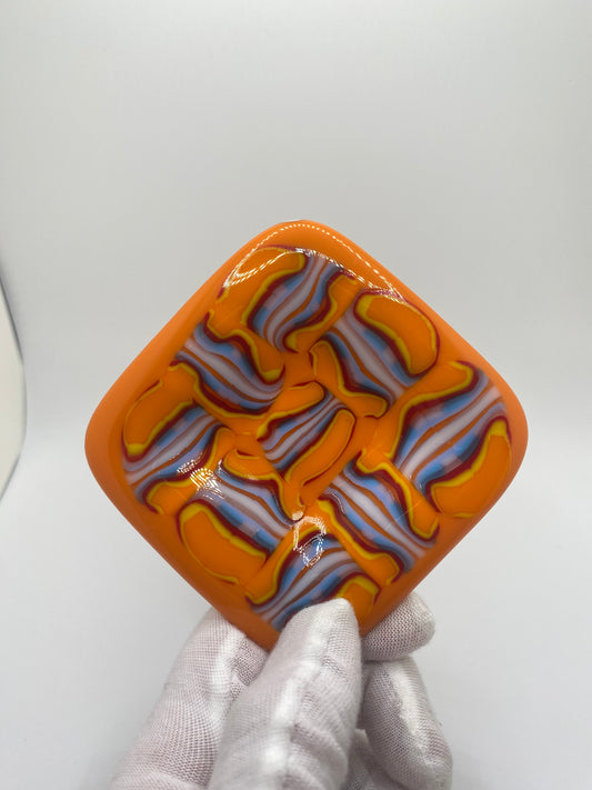 Orange & Blue, Large Pattern Murrine Plate (small)