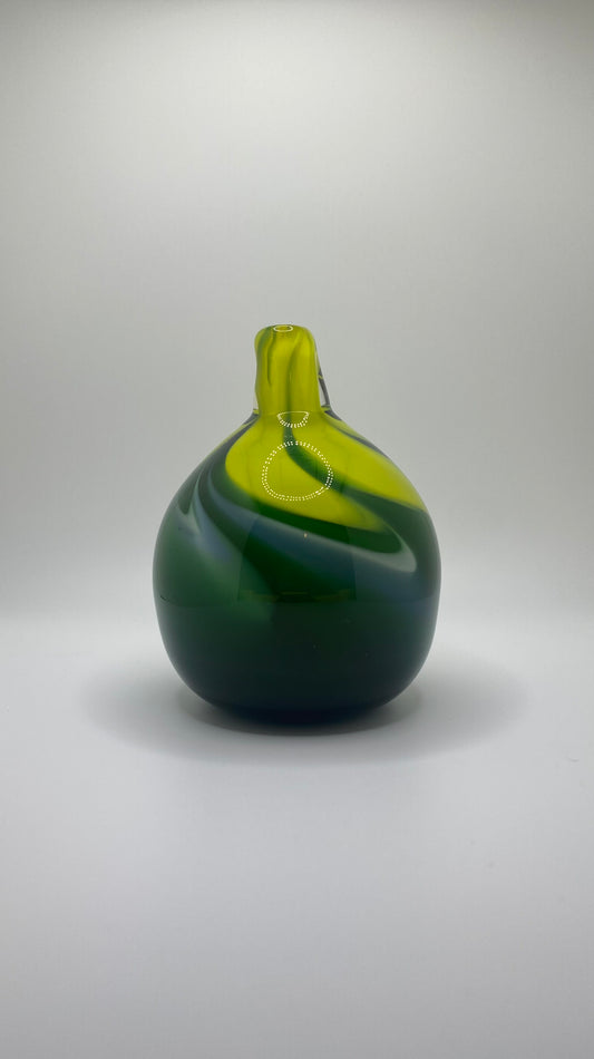 Green Swirl Round Bud Vase