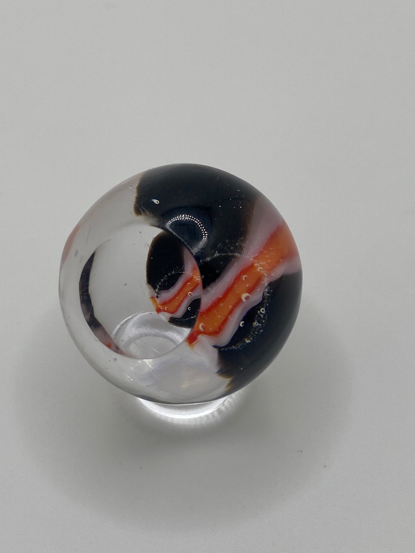 Black, Red & Orange Single Murrine Marble