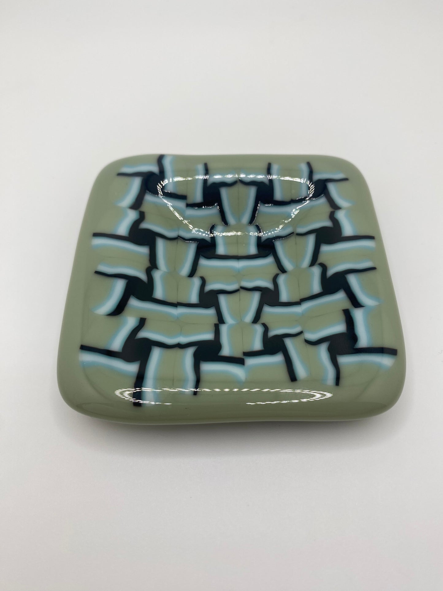 Blue/Green Basket Weave Pattern Murrine Plate (small)